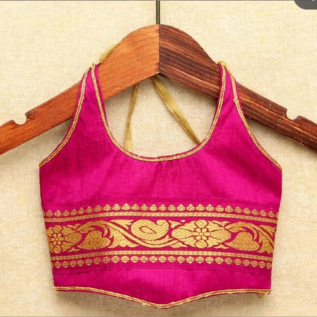Purple Choli with Golden Ghagra