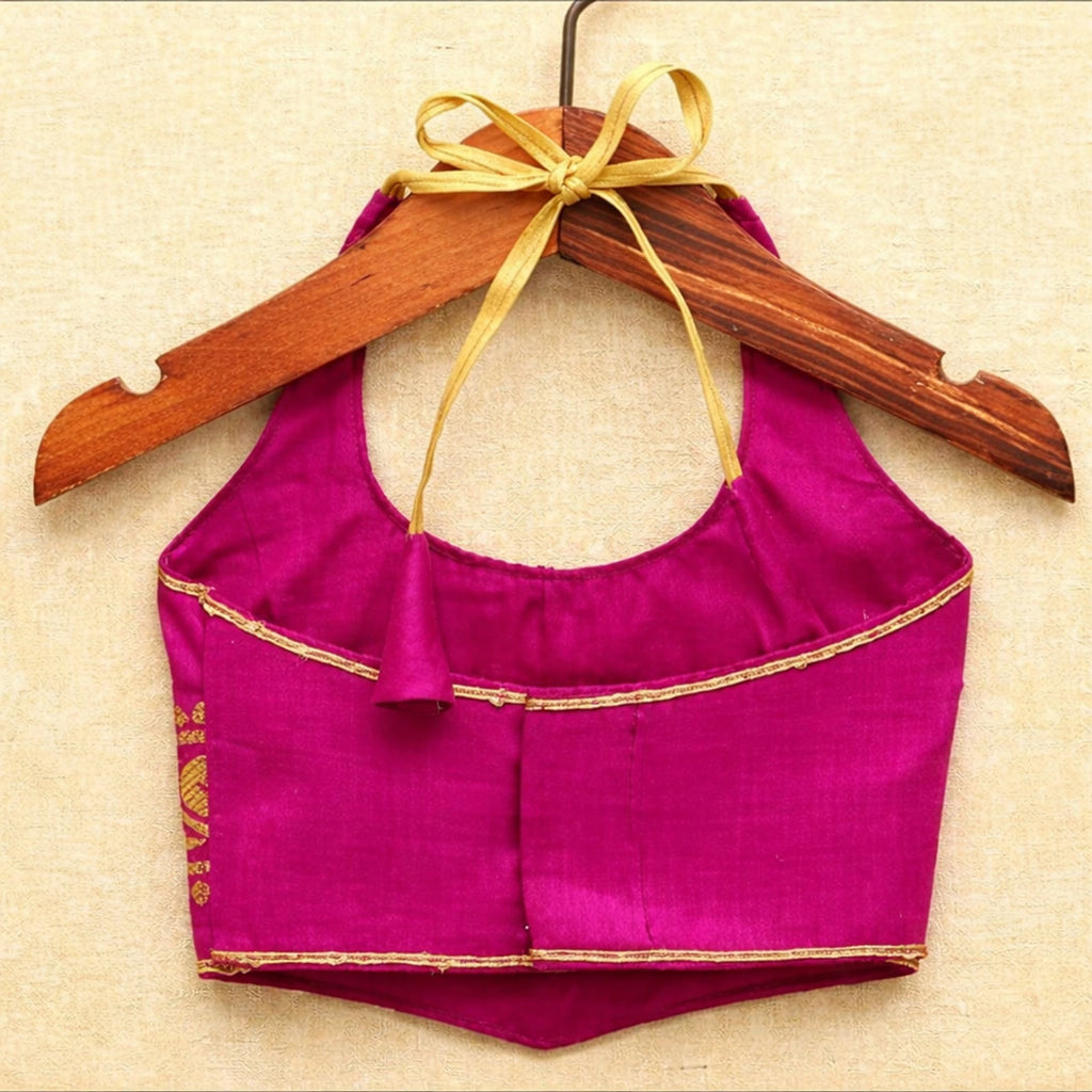 Purple Choli with Golden Ghagra