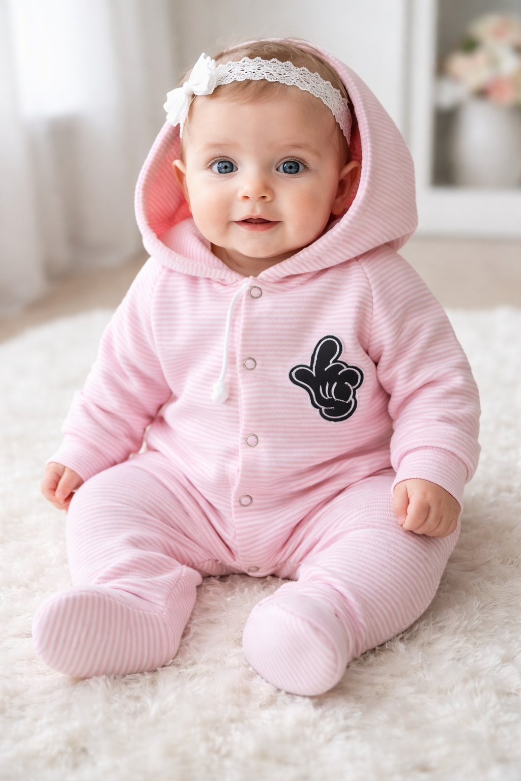 Pink Stripe Footie