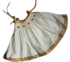 🌸 Baby Girl South Pattu Pattern Frock – White