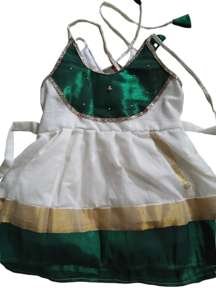 🌸 Baby Girl Traditional Frock – White with Green Border